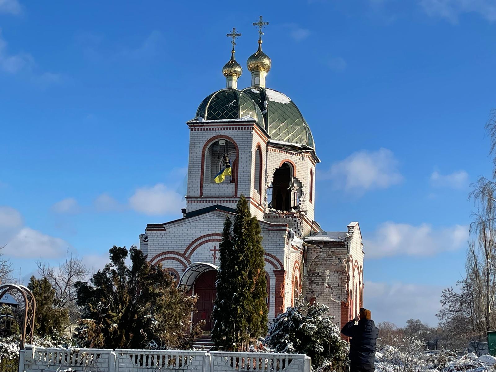 A damaged church in Tsupivka